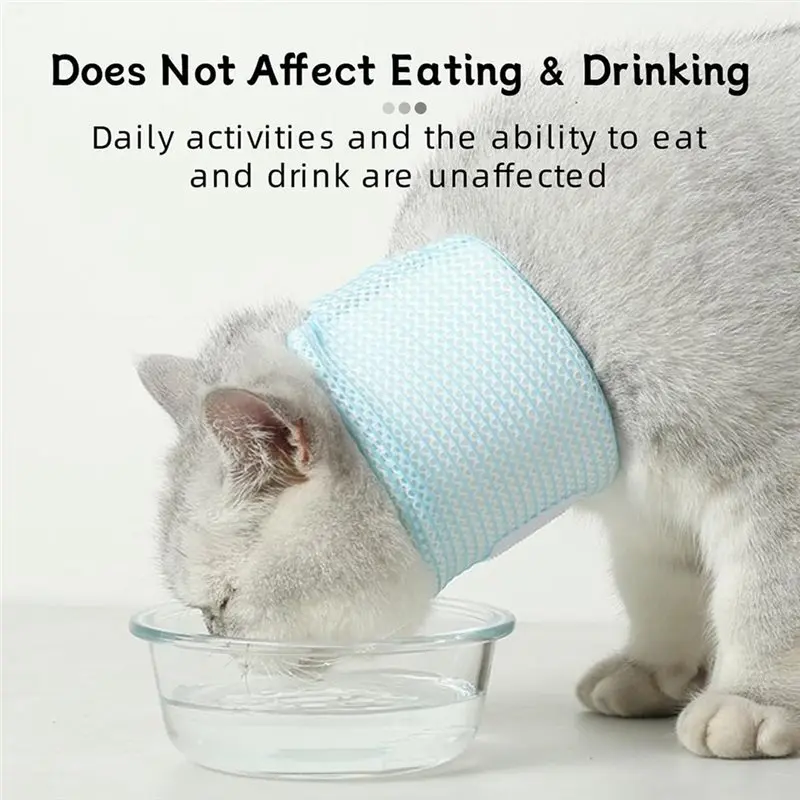 غطاء دعامة رقبة القطط A25F - طوق إليزابيث قابل للتنفس وقابل للتعديل لاستعادة ما بعد الجراحة ومضاد للخدش ومضاد لللعق #5