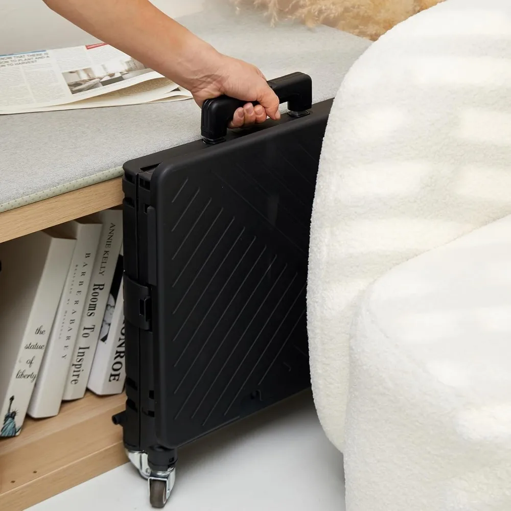 عربة أدوات قابلة للطي مع غطاء، 4 عجلات دوارة، فرامل وتصميم قابل للطي للبقالة والمكتب والأمتعة #6