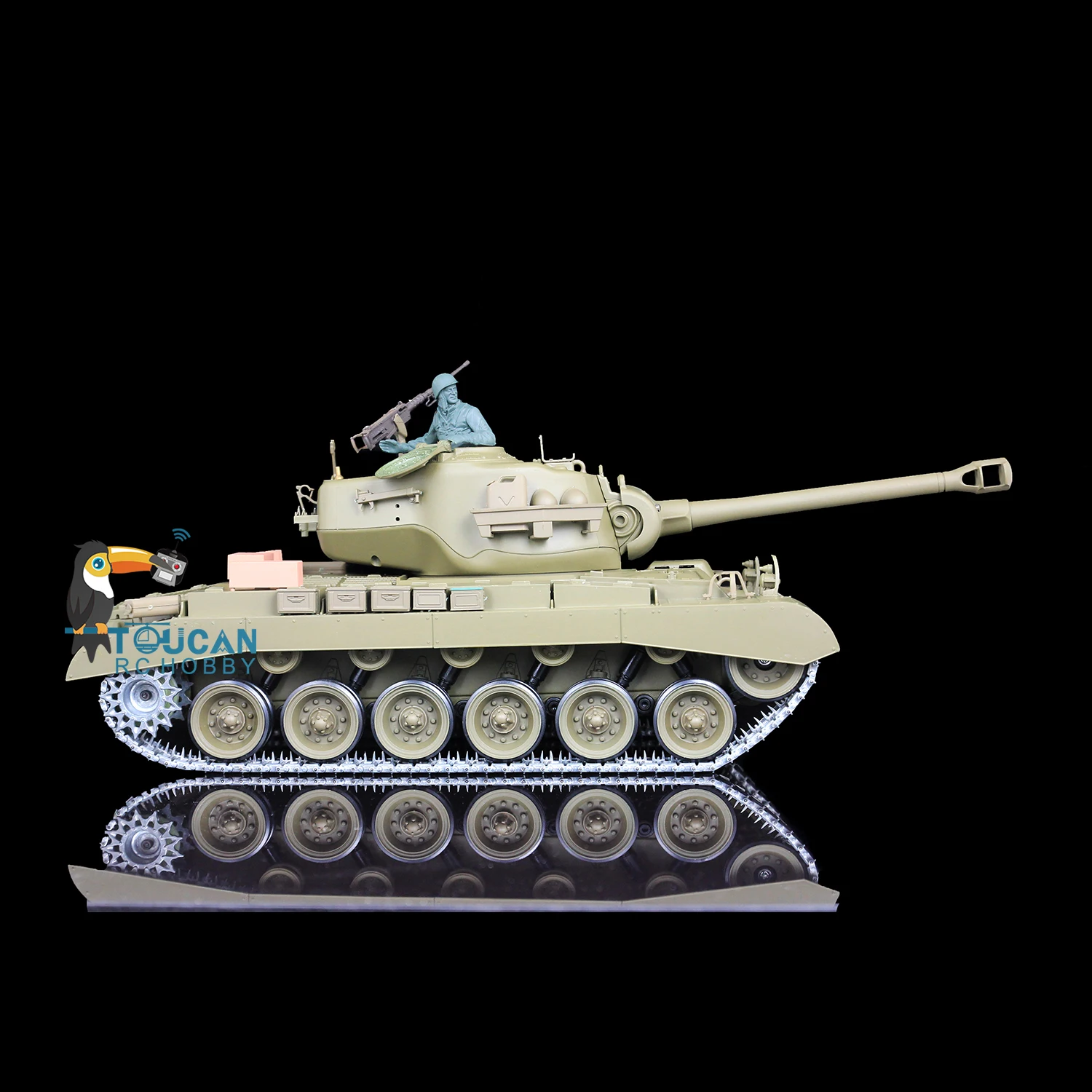 HENG LONG 1/16 7,0 FPV Angepasst M26 Pershing RTR RC Tank 3838 Barrel Recoil Soldat Maschinengewehr BB Getriebe Radio Spielzeug TH20329