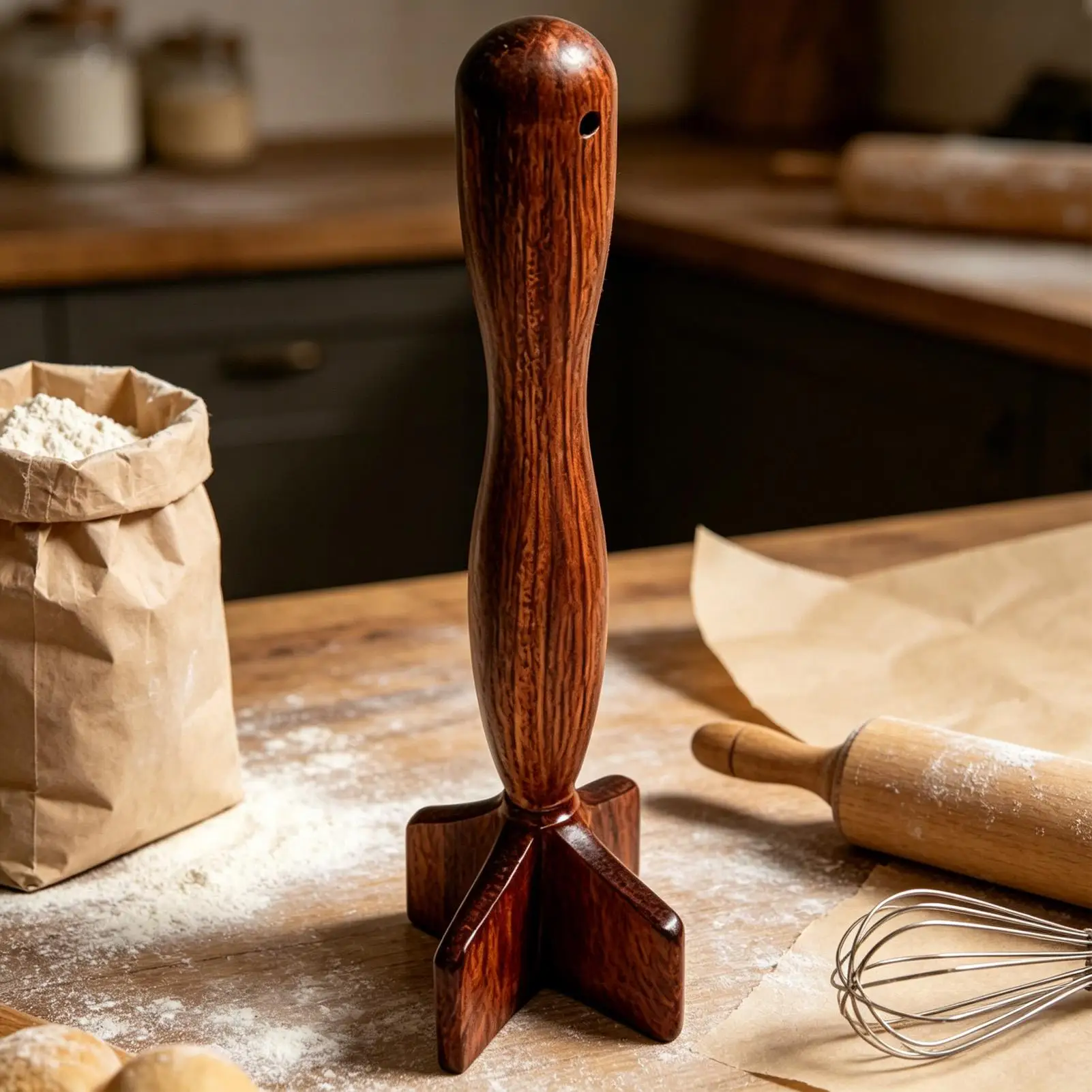 Wooden Meat Chopper Non-Scratch Kitchen Smasher Meat Masher for Beef Turkey Sausage Potato Vegetable Cooking Home Meal Prep