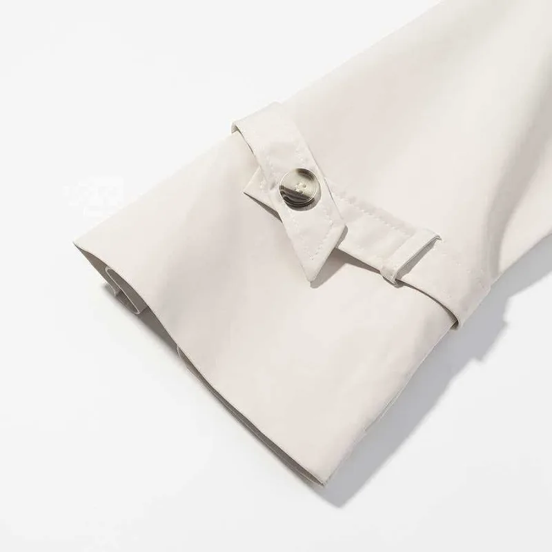 Popular Spring Autumn Fashion Women's Coat with A Double-breasted Stand-up Collar and A Belt Exuding An Elegant and Stylish Vibe