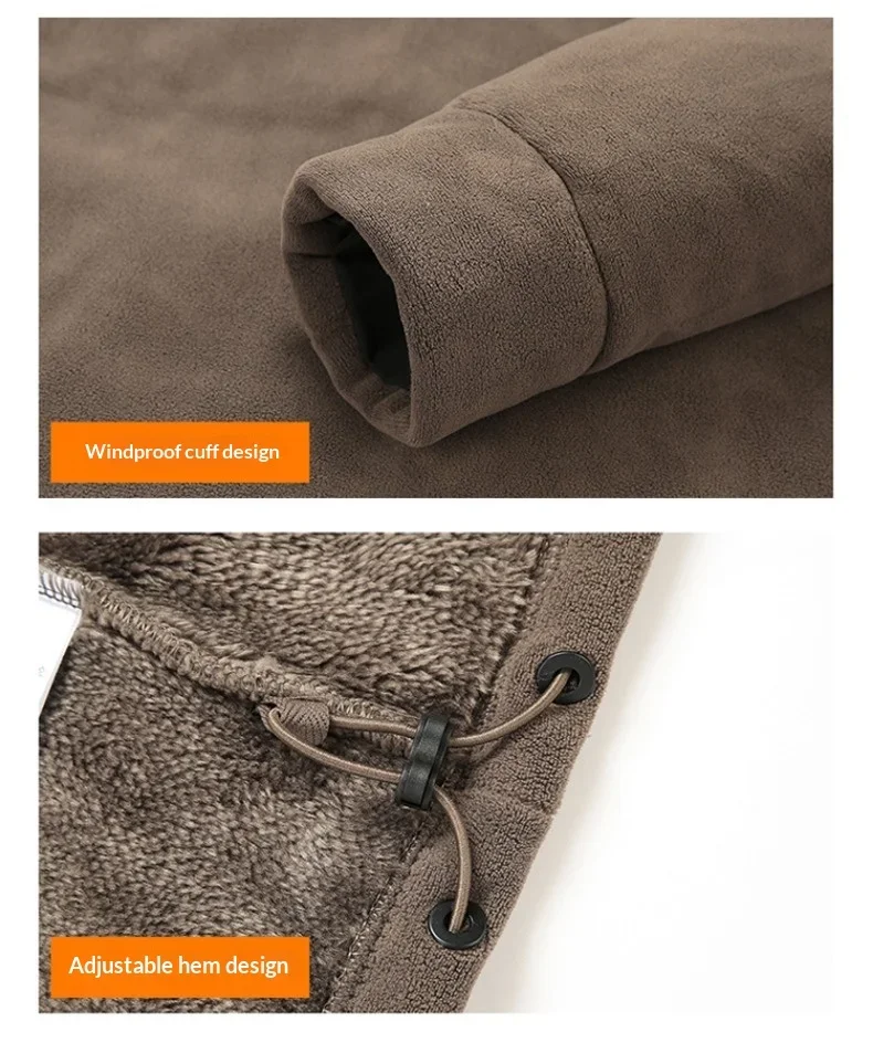 Dicke Fleece-Militärjacken für Herren, Herbst-Winter, warm, winddicht, lässige Parka-Mäntel, Streetwear, Vintage, schwere Oberbekleidung, Parkas – Detail 14