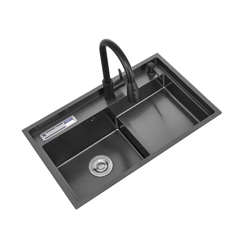 Manufacturer Factory Price SHUIDAO Handmade Modern Kitchen Sink Set Double Bowls Brushed Finish Stainless Steel Counter 5 Year