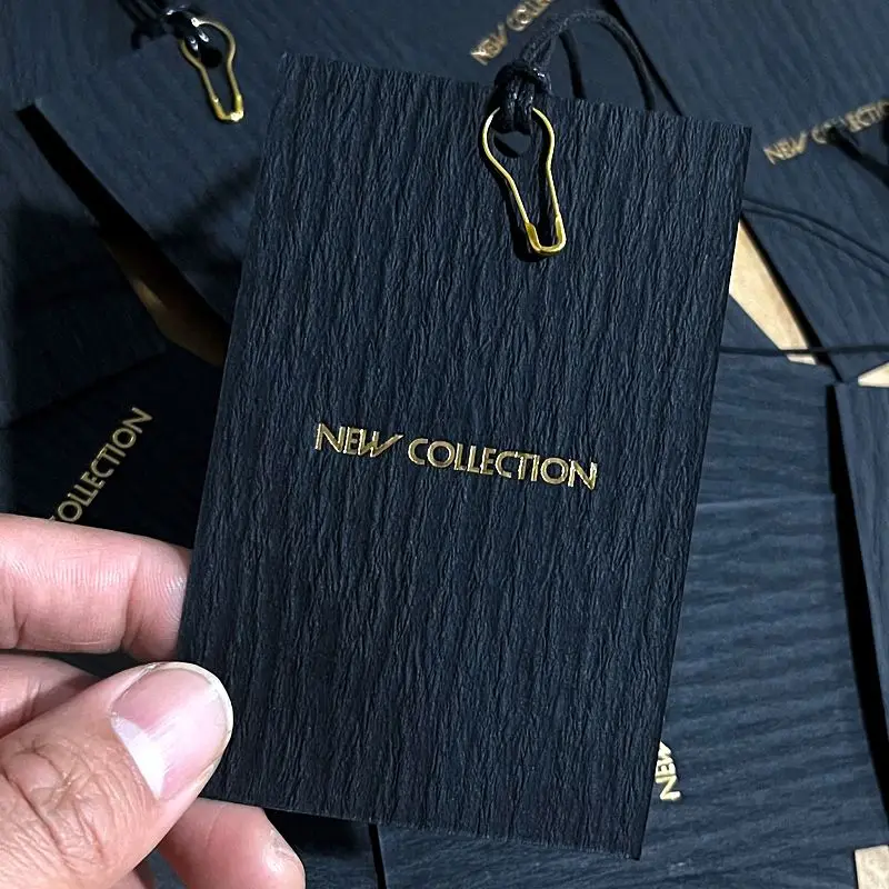 50pcs Clothing Tags Customized High-grade Black Special Embossed Paper Card Printing Design Logo Clothes Women\'s Hanging Labels