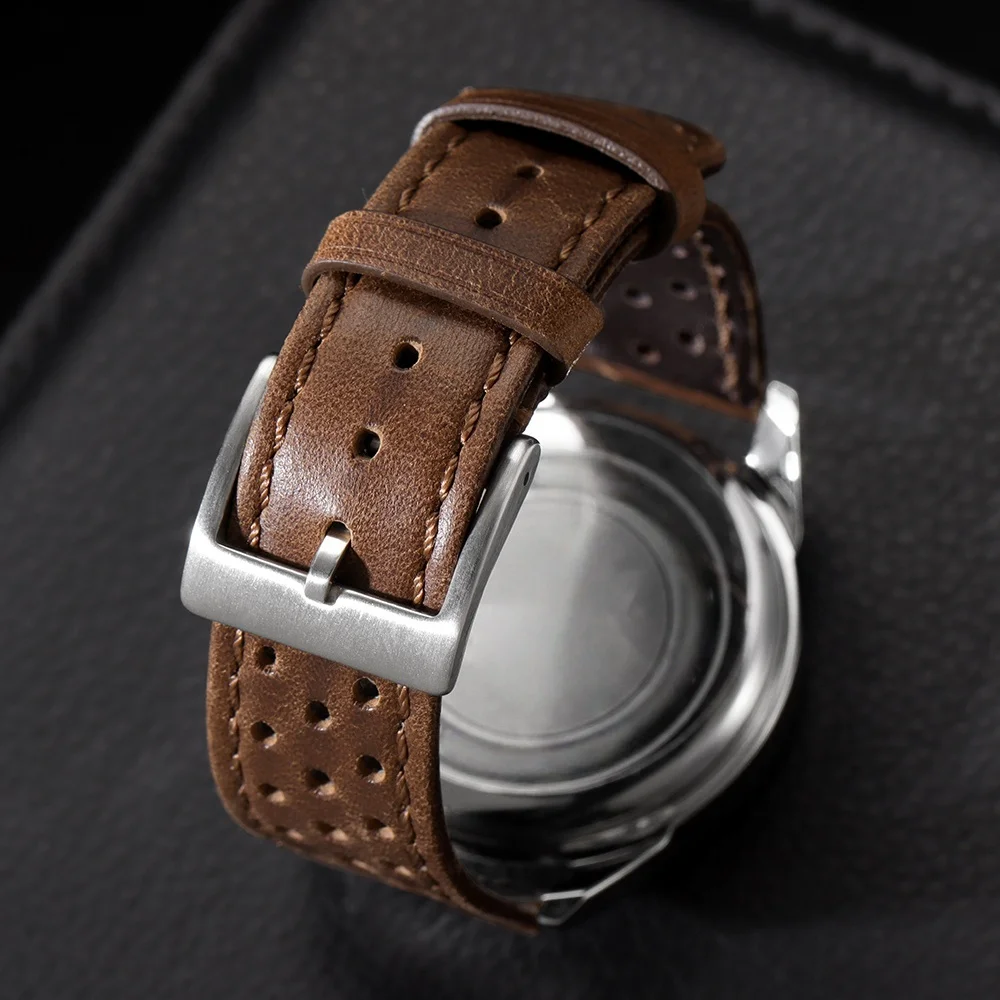 18mm 20mm 22mm Vintage Echtleder-Armband Universelles Rindsleder-Uhrenarmband Poliert & Matt Atmungsaktives Armband Sportgürtel-Accessoire – Detail 16
