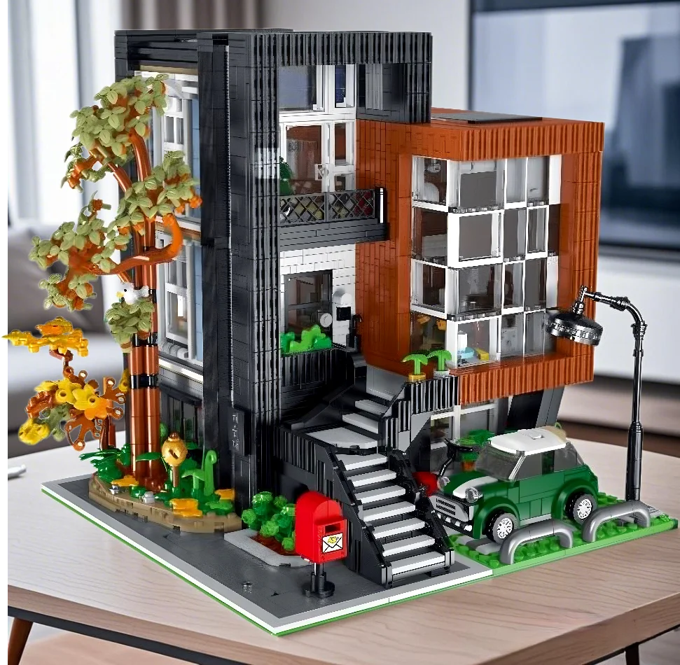 

Современные виллы серии 10204 10205, модульные строительные кирпичи, корейский стиль, модель дома, блоки, образовательные Хэллоуин, рождественские подарки