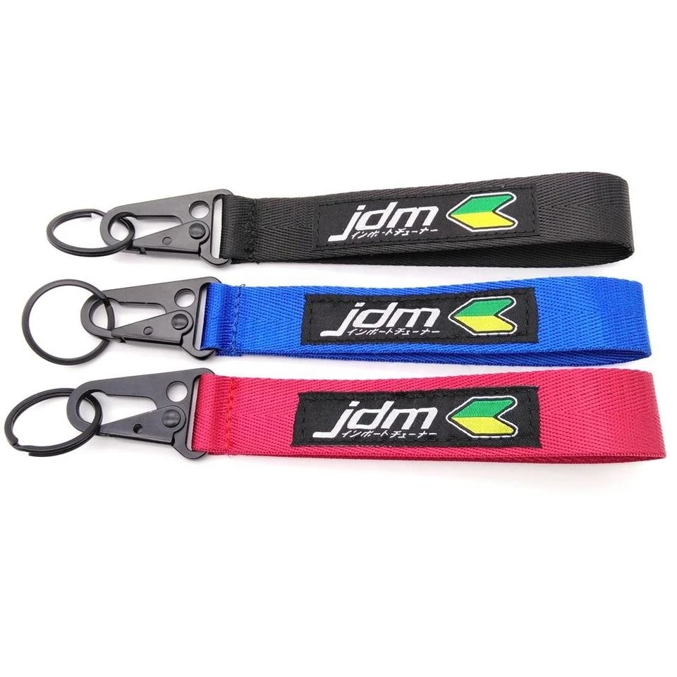 

JDM Style Racing Key Ring Car Keychain wrist key holder jdm Logo Racing Keyrings Car Nylon Keychain for keys Accessories