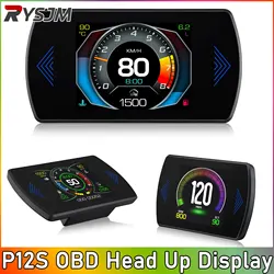 P12S HUD OBD2 Head Up Display Speedometer KMH RPM Meter Water Temp Fuel Consumption Smart System For Car Smart Gauge Digital