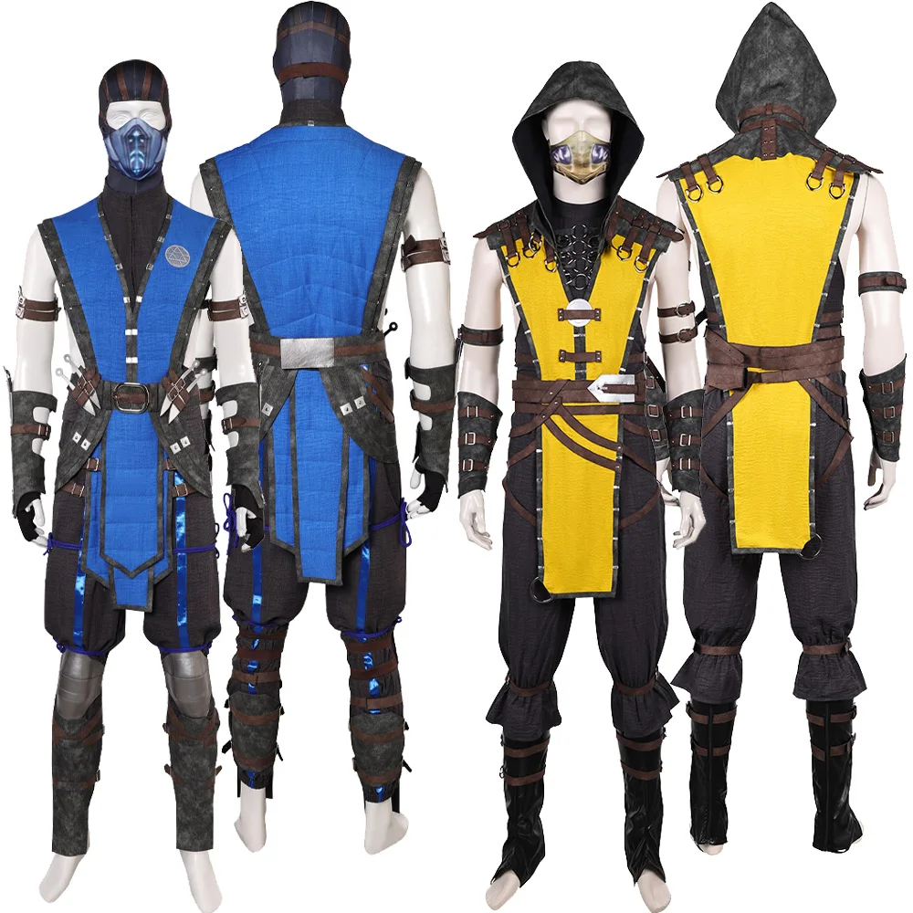 

Sub-Zero Scorpion Cosplay Costume Mask Hat Game Mortal Roleplay Kombat Clothing Men Adult Outfits Halloween Carnival Party Suit