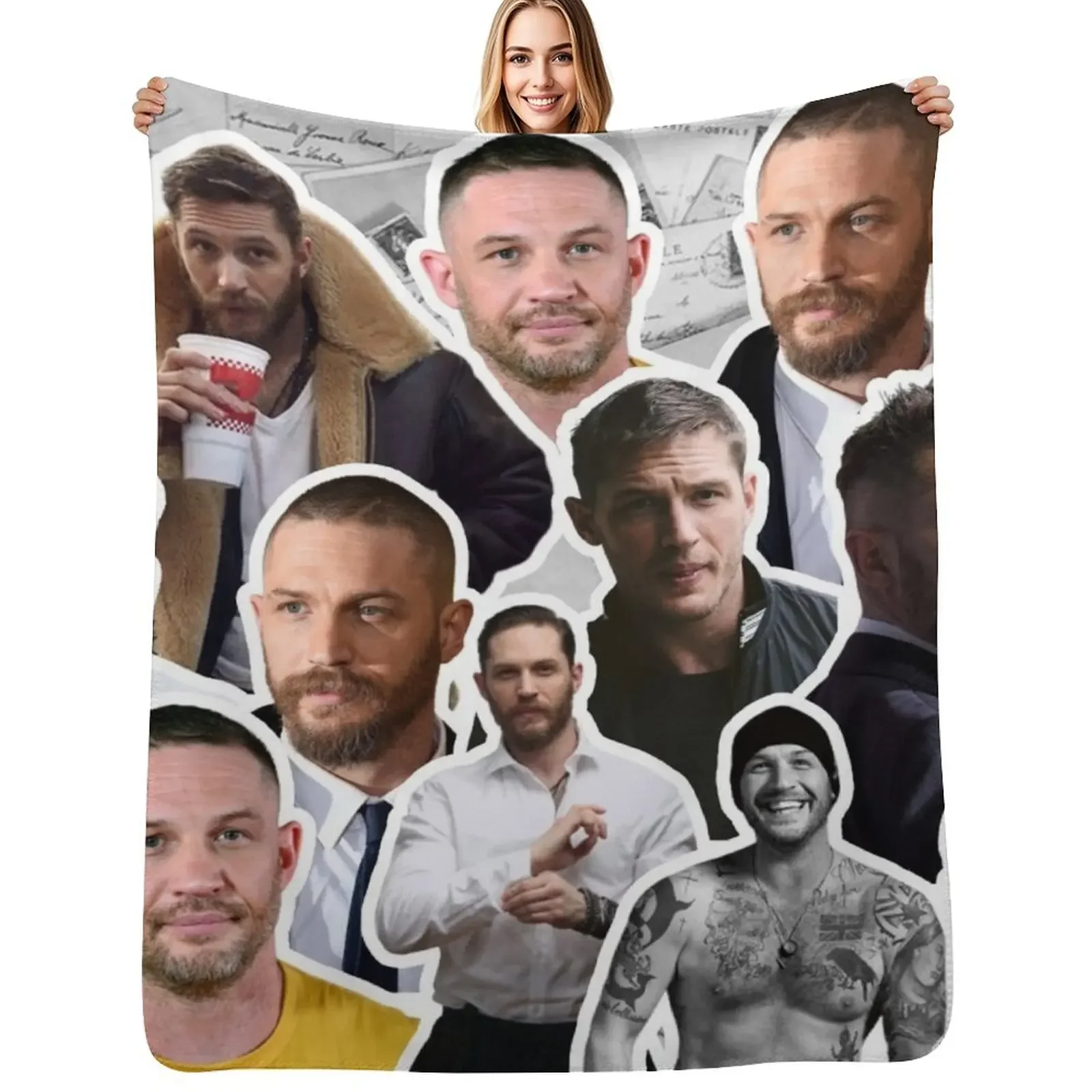 

tom hardy photo collage Throw Blanket Soft Custom Flannel Fabric Blanket