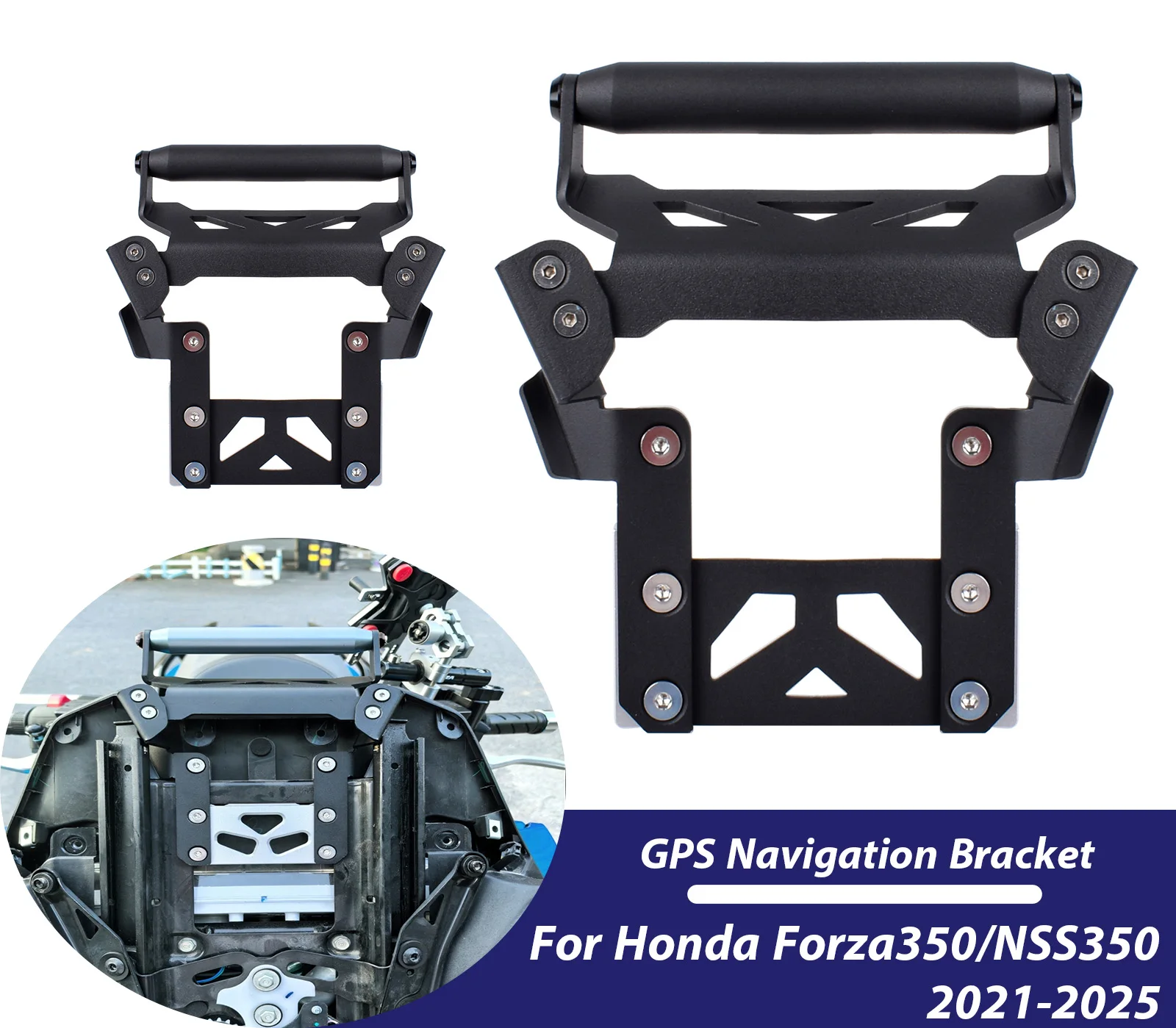 

Для Honda Forza350 NSS350 2021-2025 2024: Кронштейн для GPS-навигатора, держатель для телефона, крепление для видеорегистратора, подставка для телефона ﻿