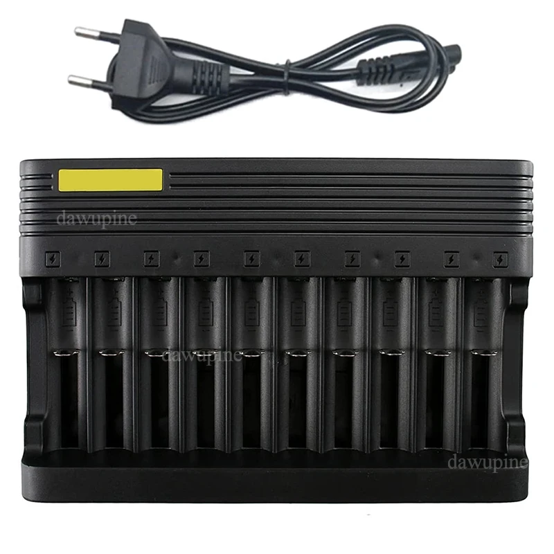 Chargeur de batterie au Lithium 4.2V 6A 10 emplacements 18650 pour 14500 16340 16350 18500 26650 10400 18350 Batteries rechargeables prise ue US