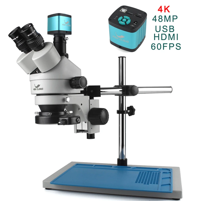 4K 48MP Set 3.5X 90X Industrial Lab Simul Focal Stereo Microscope Trinocular Microscope For Phone Soldering Repair