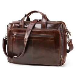 Men bag large capacity crossbody bag cowhide business casual men's briefcase 17 inch leather computer bags handbag wholesale