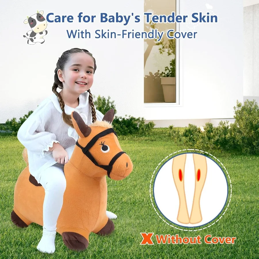 ของเล่นเป่าลมรูปวัวและม้า 2 ชิ้น สำหรับเด็กเล็ก เด็กชาย เด็กหญิง อายุ 3-4 ปี พร้อมปั๊มลม