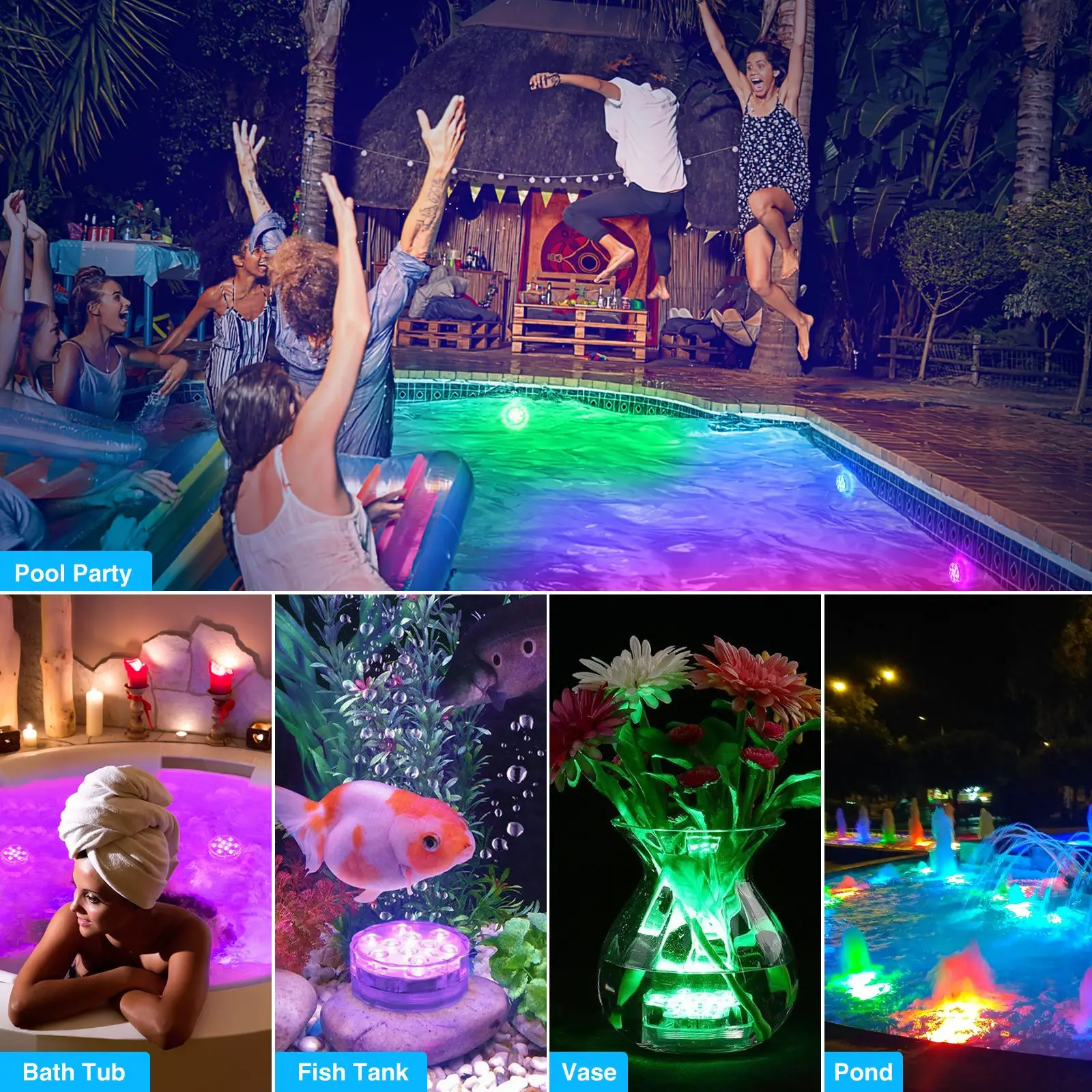LED Underwater Lights RGB Submersible Light IP68 Waterproof With Remote Controller Swimming Pool Night Lamp Decor Wedding Party