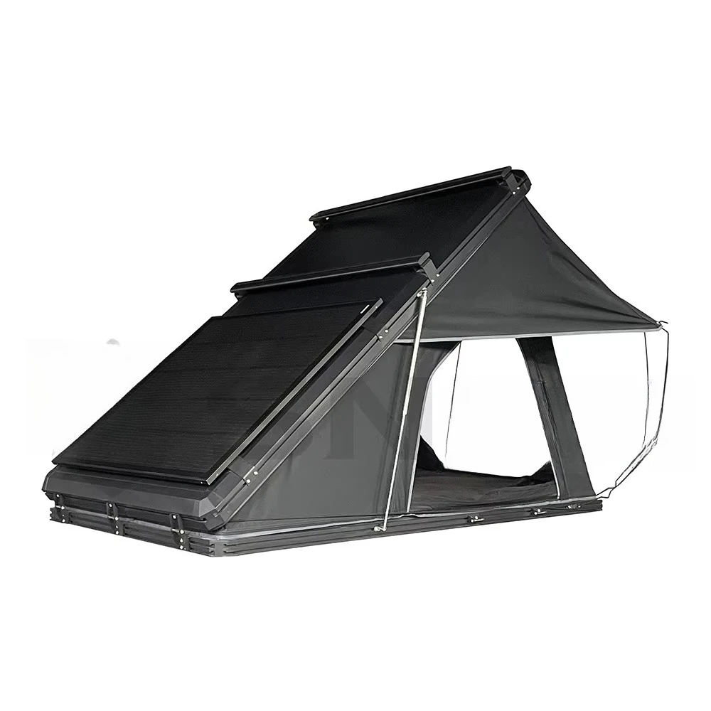 4 Person Waterproof Hard Top Rooftop Tent Portable Double Layer Canvas Fabric Hard Shell Roof Top Tent for Outdoor Camping