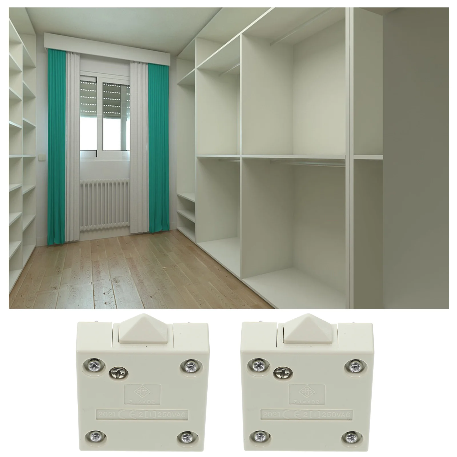 

2 Pcs Door Light Switch Open Activated Closet Cabinet Copper Automatic Wardrobe