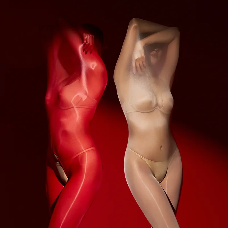 Saco de dormir sexy feminino óleo brilhante transparente casal meias de corpo interativo lingerie ultra elástica roupa interior transparente