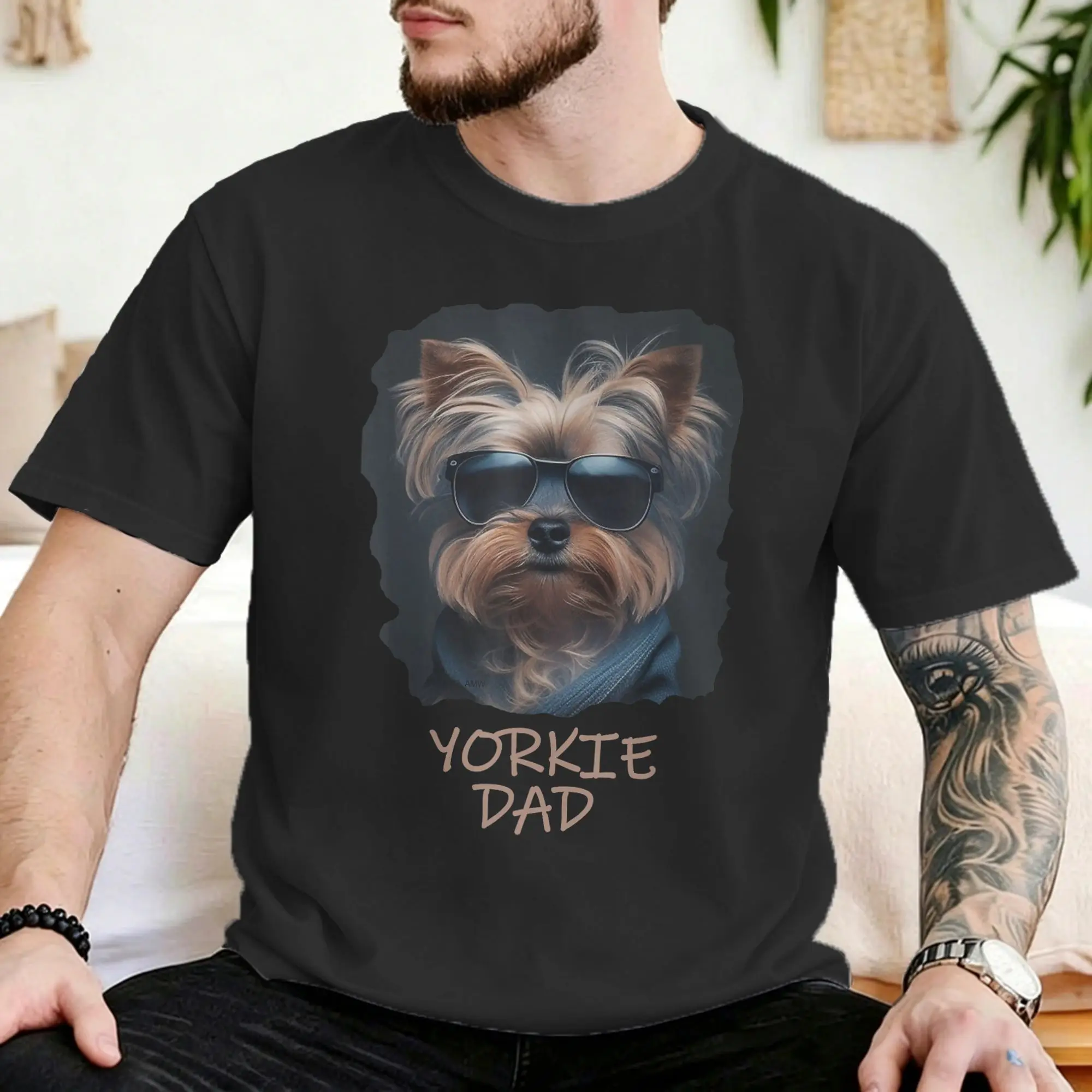 Camisetas para Homens e Mulheres com Estampa de Cachorro Yorkie, Camisetas de Novidade Yorkshire Terrier, Camisetas de Manga Curta com Gola Redonda, R
