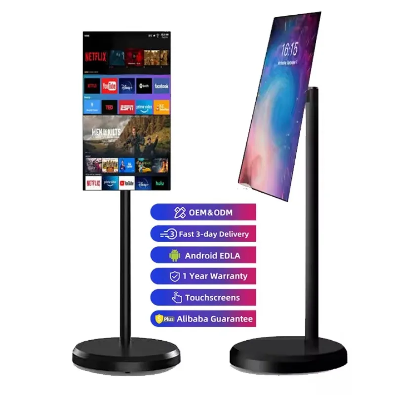 تلفزيون محمول بشاشة تعمل باللمس 21.5 بوصة شاشة Lcd تعمل باللمس شاشة دوارة تلفزيون ذكي تلفزيون ذكي عمودي مع حامل #1