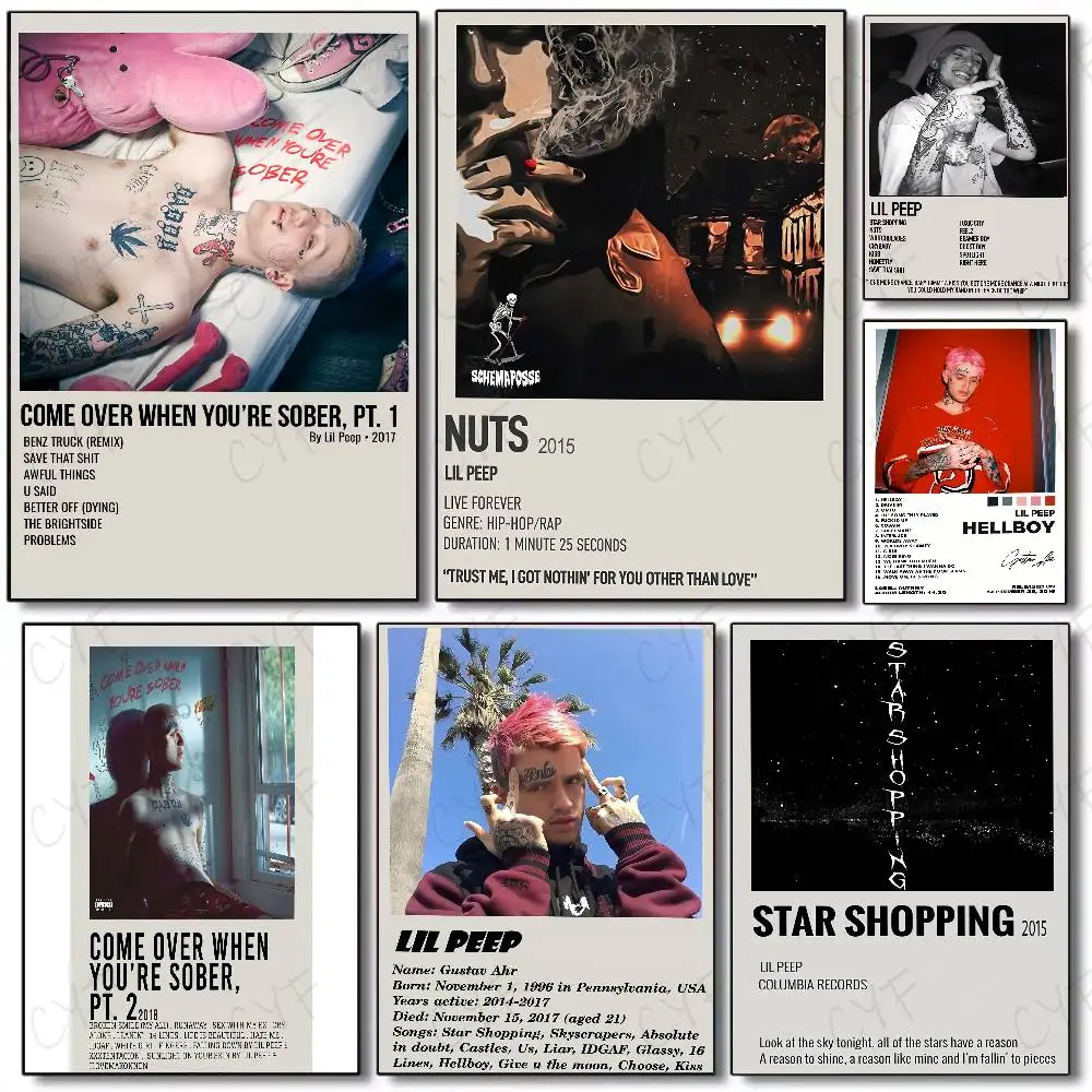 Rapper L-Lil Peep Ablum Poster Wall Art Painting For Home Room Decoration Bedroom Wall Decor Canvases Waterproof Posters