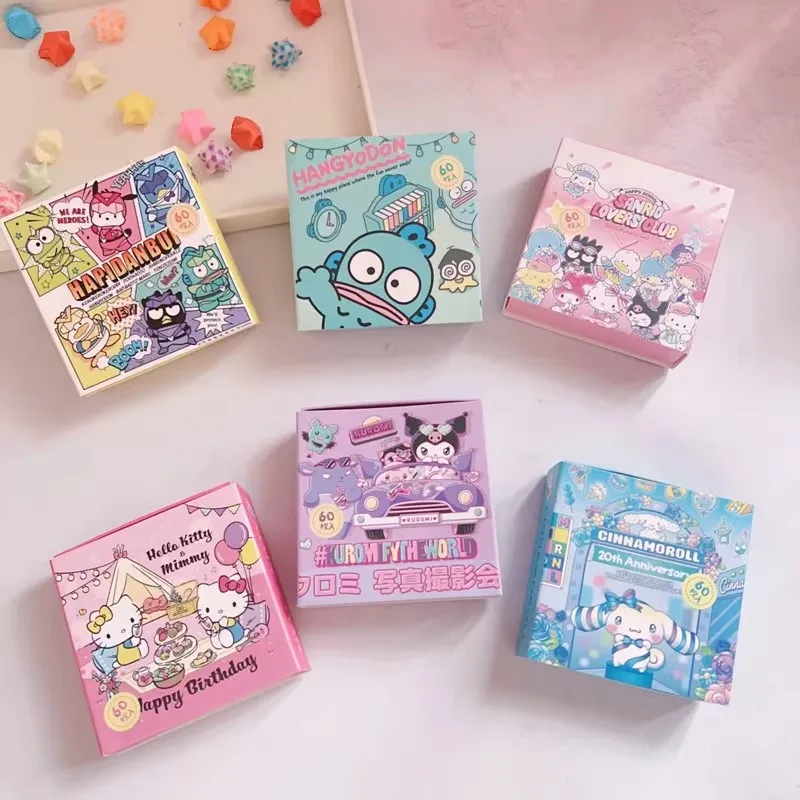 

60 шт./коробка, декоративные наклейки Hello Kitty Kuromi Cinnamoroll