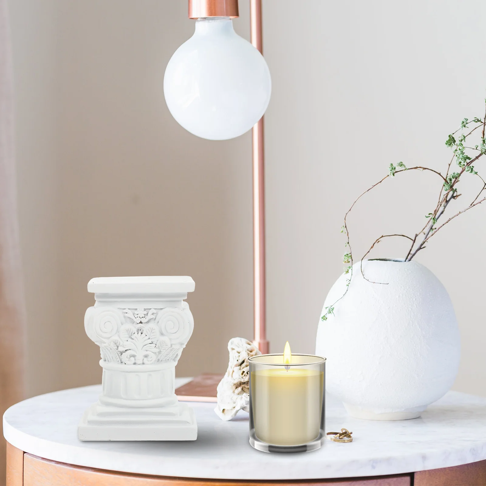 

1Pcs Roman Pillar Statue Elegant Resin Decor Home Ornament Balcony Garden Indoor Outdoor Adornment Photo Props Wedding Table