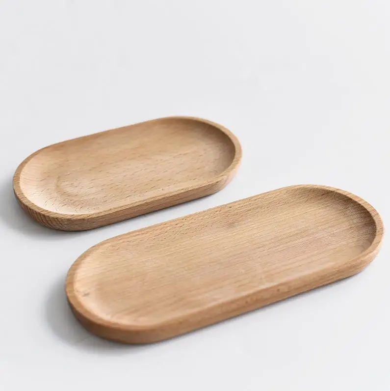 

Solid Mini Oval Wood Tray 18CM Small Wooden Plates Children's Whole Woods Fruit Dessert Dinner Plates Tableware ni22