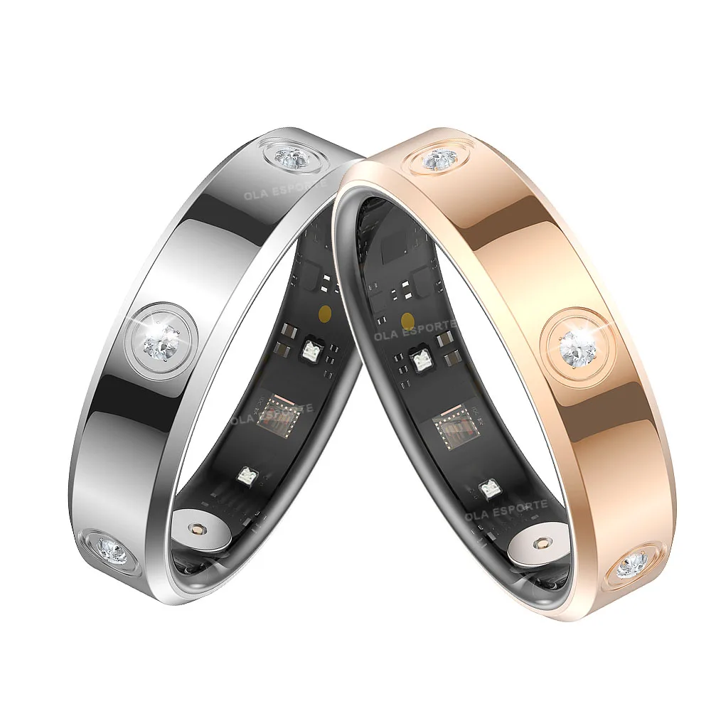 

Модное умное кольцо из нержавеющей стали с кристаллами, монитор здоровья, кислород в крови, сон, пульс, мультиспортивный режим, свадебные роскошные ювелирные изделия