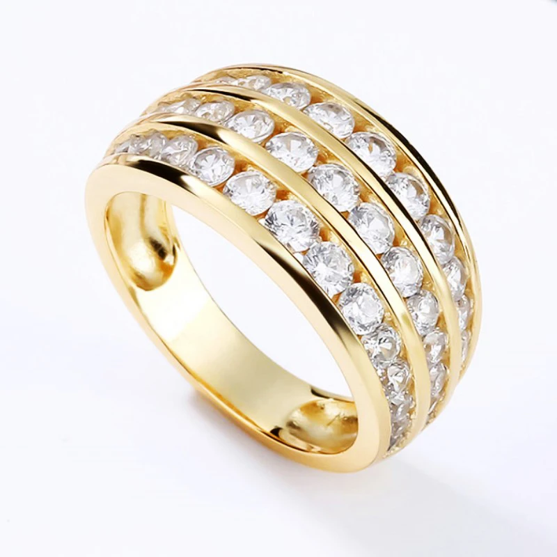 Huitan mehr schicht ige Zirkonia Braut ringe für Hochzeit Luxus Gold Farbe Vorschlag Verlobung Jubiläums geschenk Frauen Schmuck