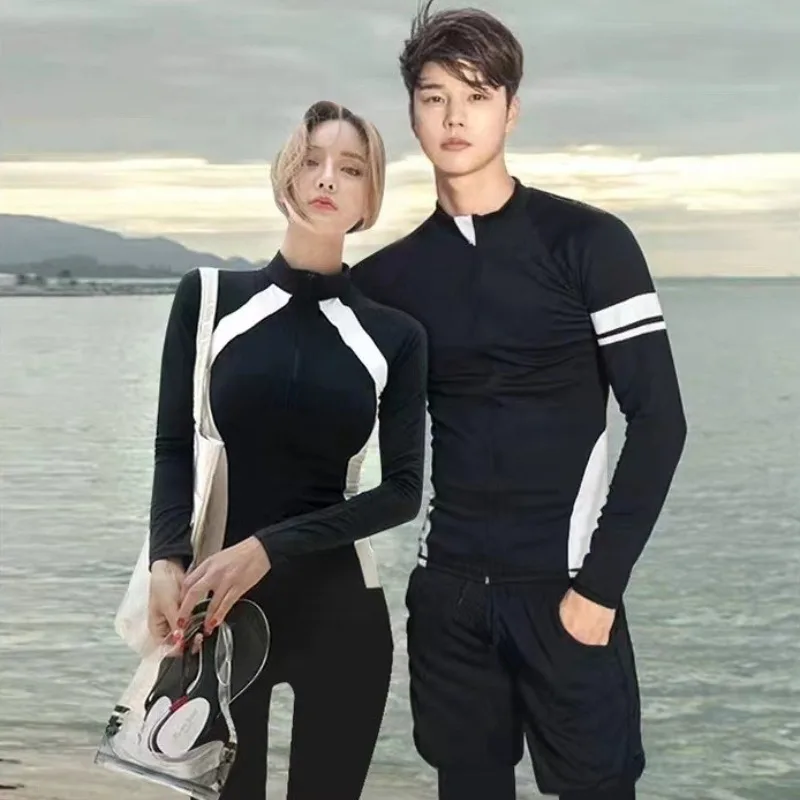 

Korean Style Couple's Wetsuit Sets - New Two-Piece Diving Suits for Surfing, Snorkeling & Hot Springs Vacation