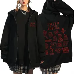 Faith in The Future 2024 Tour Concert Zipper Hoodie Men Fashion Vintage Zip Up Sweatshirts Harajuku Aesthetic Oversized Hoodies