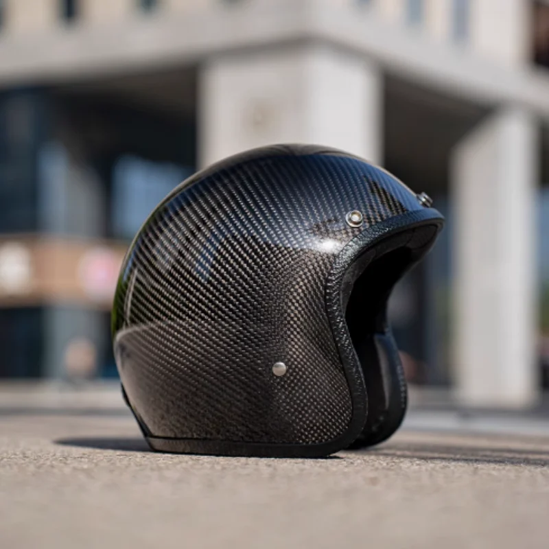 

Vintage Three-Quarters Carbon Fiber Helmet Motorcycle Pedal Half Helmet Cruise Motorcycle Helmet Electric Car Helmet DOT ECE