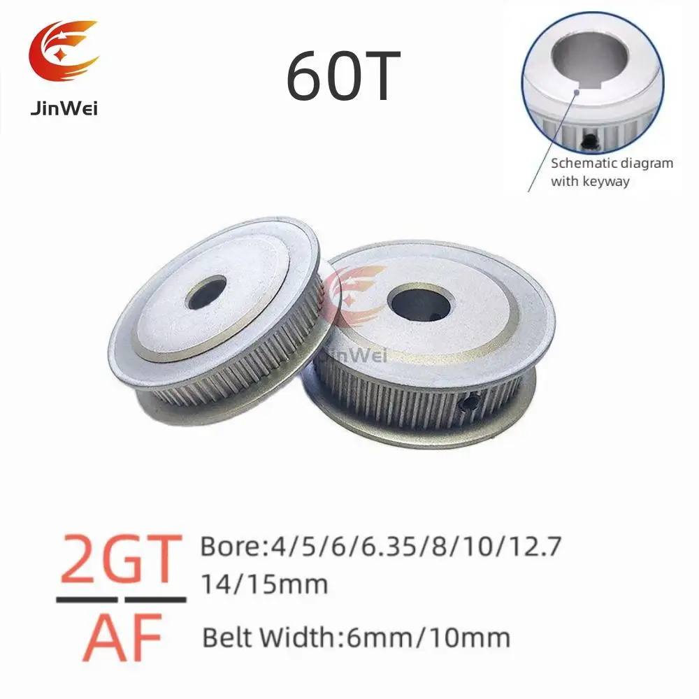 

GT2/2GT Number of Teeth 60T Timing Pulley Bore 4/5/6/6.35/8/10/12/12.7/14/15mm For Belt Width: 6mm/10mm Timing Belt