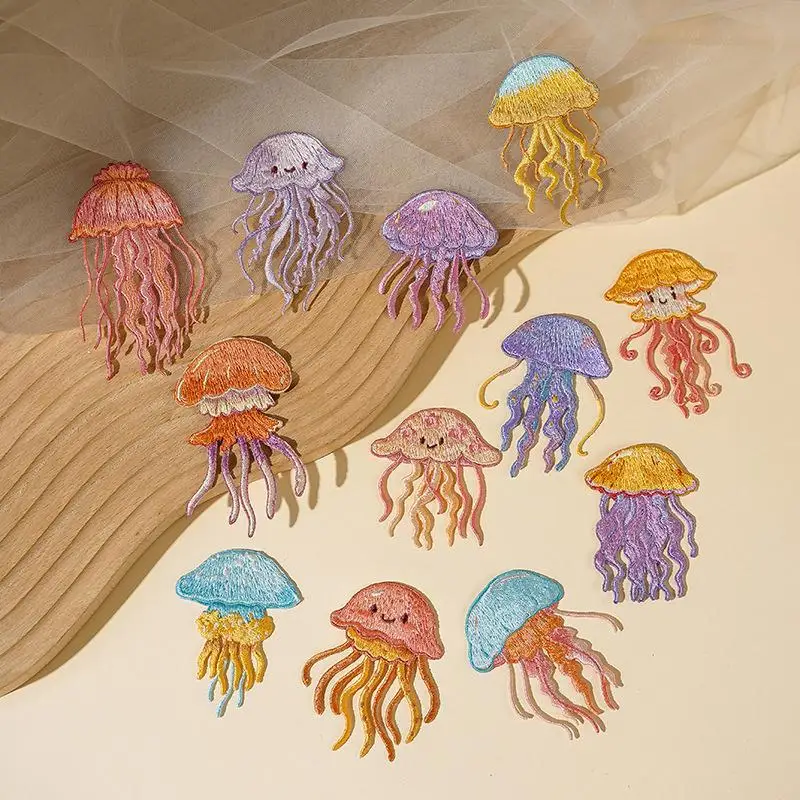 § Summer Jellyfish Children Sew Embroidery Badge Patch DIY T-shirt Hat Backpack Clothing Applique Sticker