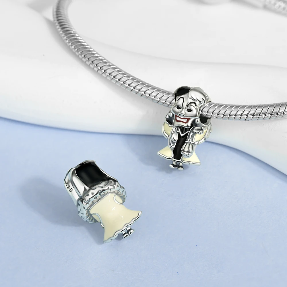 925 Silver Potdemiel Disney Stitch Mickey Minnie Beaded Charms, Fit For Necklace Bracelet DIY Birthday  Women's Party Gift view 2