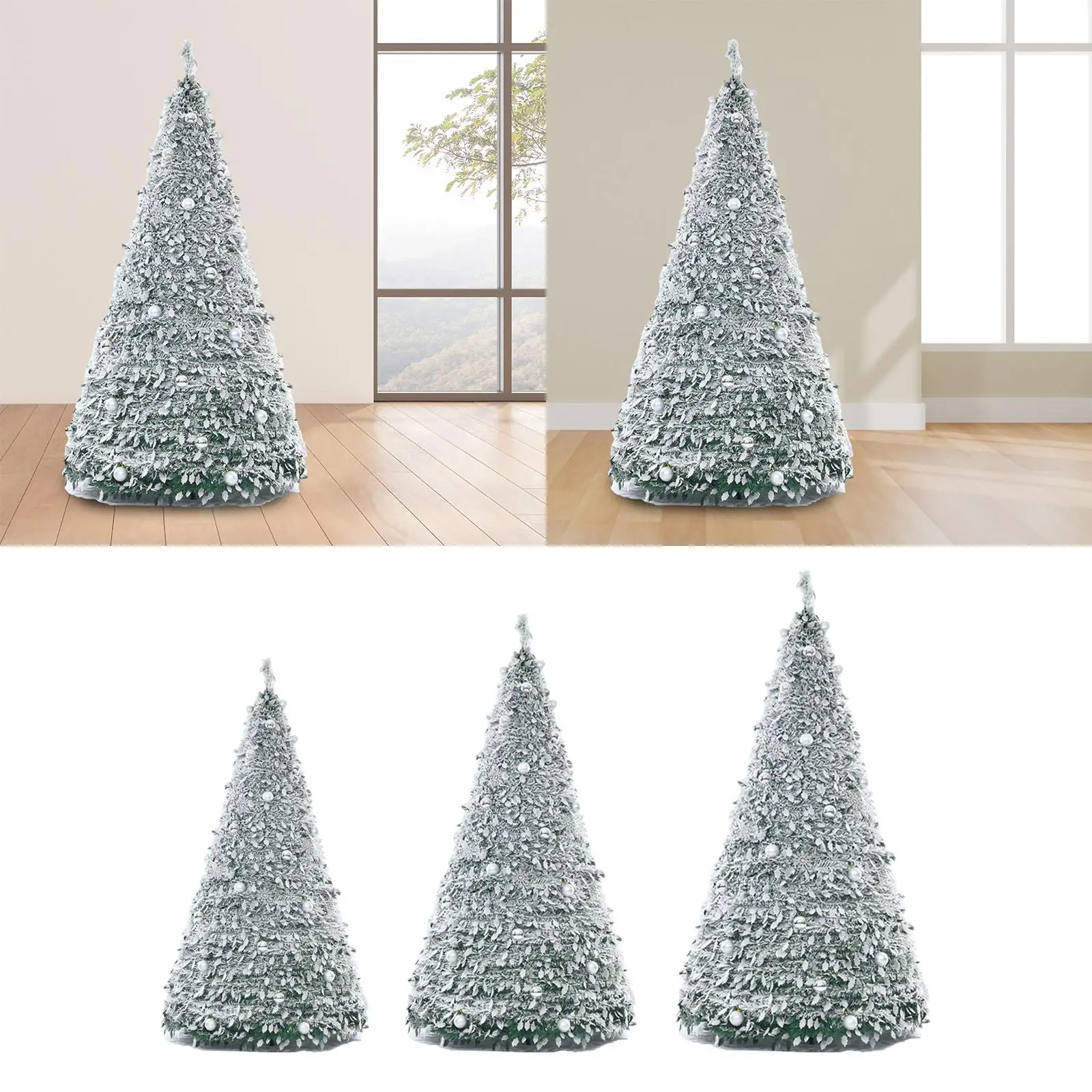 Foldable Christmas Tree Simple Assemble Stretchable Photo Prop Centerpiece Ornament Xmas Decoration for Outdoor Holiday Wedding