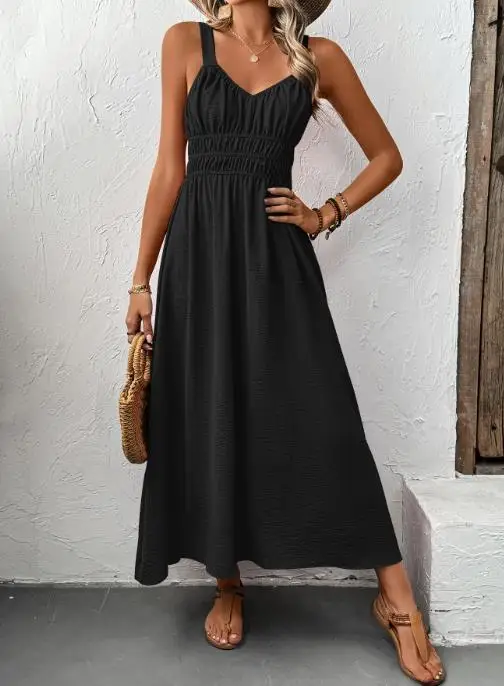 

Dress Women's Fashion 2025 Spring/summer Latest Hot Selling Style Elegant Sexy New Sleeveless Camisole Casual Pleated Dress