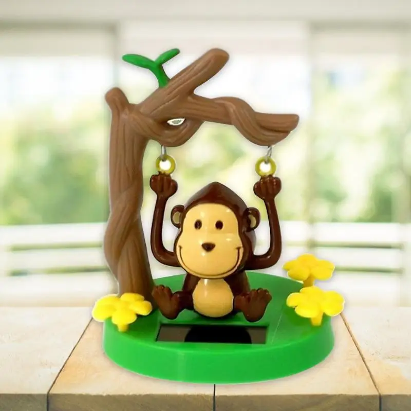 Solar Powered Monkey Car Ornament Swinging Animated Bobble Dancer Toy For Kids Gift Home Office Desktop Decorations