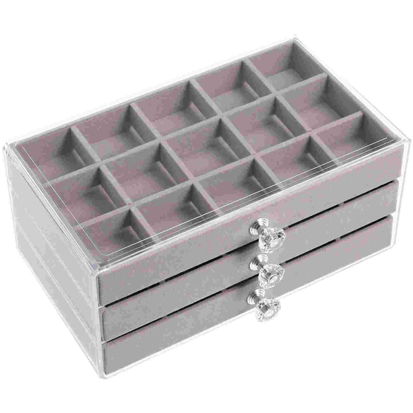 Makeup Drawer Jewelry Display Box Storage Container Stand Holder Multi-layer Case Grey Child