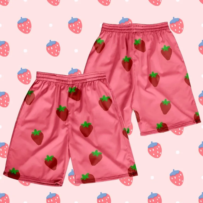 

MOTO-Pink Strawberry Shorts 2025 Children's Clothing Anime Cartoon Shorts
