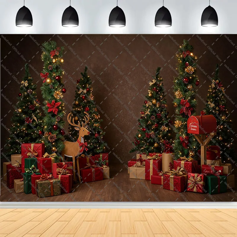 Winter Christmas Atmosphere Windows Photography Background Merry Christmas Glow Christmas Little Photo Studio Backdrops AG-33