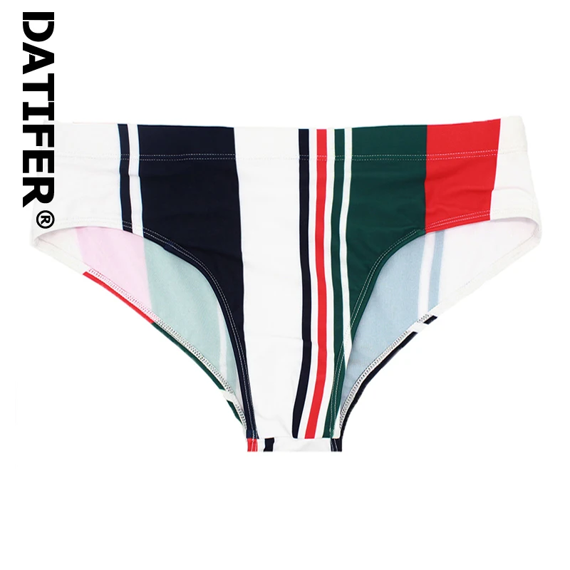 Datifer 2025 Summer Mens Shorts Polyester Sexy Low Waist Swim Briefs Removerable Pad Traje De Baño Hombre Underpants Swimwear