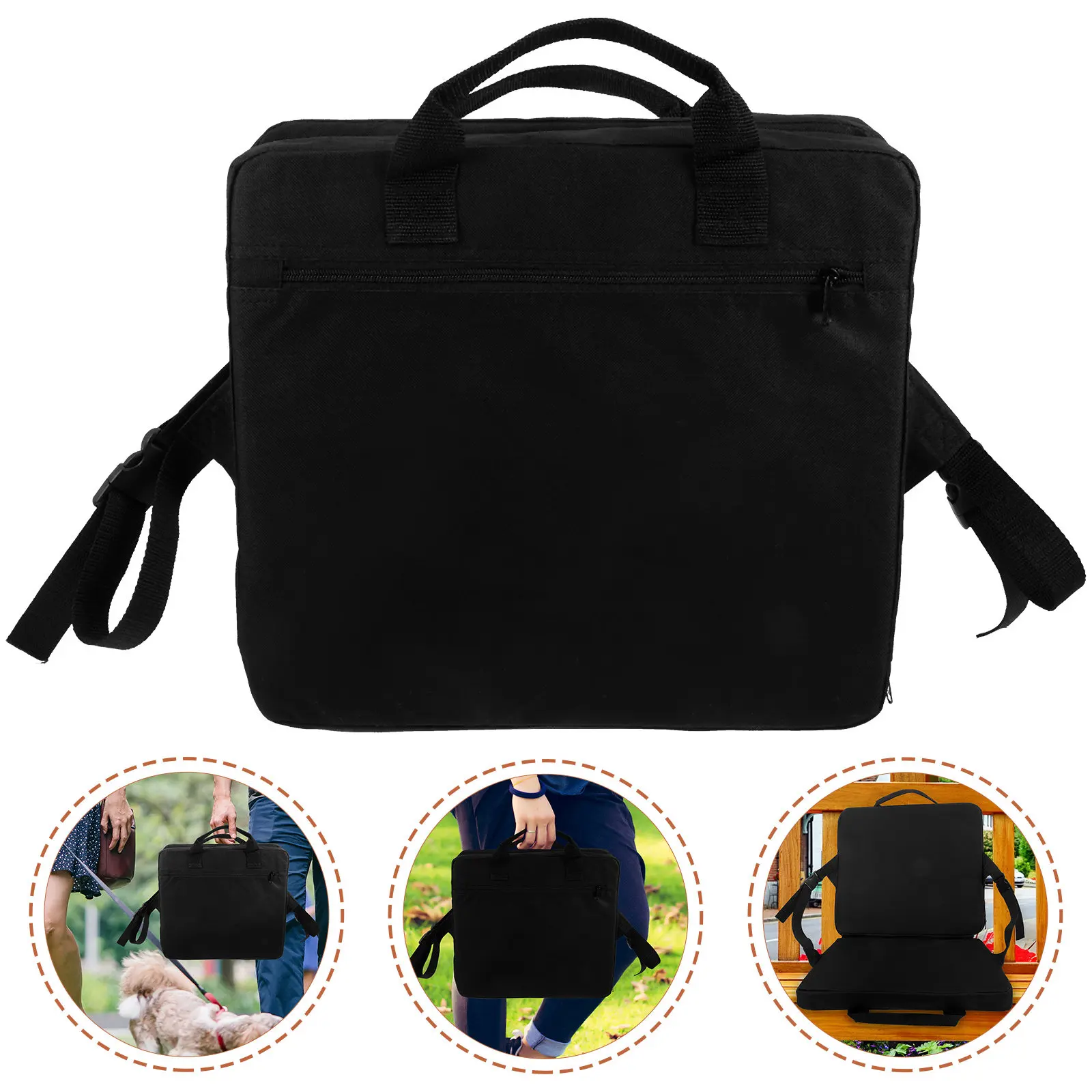 

Foldable Garden Chair Lightweight Portable Adjustable Backrest Outdoor Camping Fishing Stool with Zipper Pocket