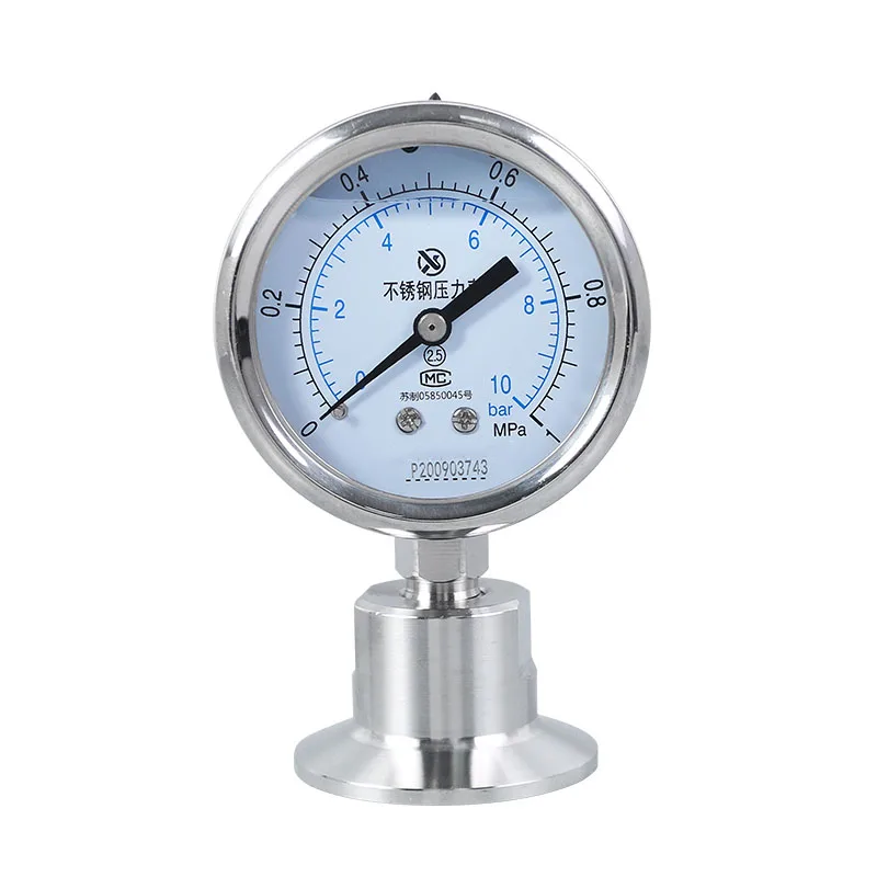 SS304 Stainless Steel Body SS316 Diaphragm Manometer Bar/psi 1.5 inch (50.5mm) 2\'\' (64mm) Tri Clamp Diaphragm Pressure Gauge