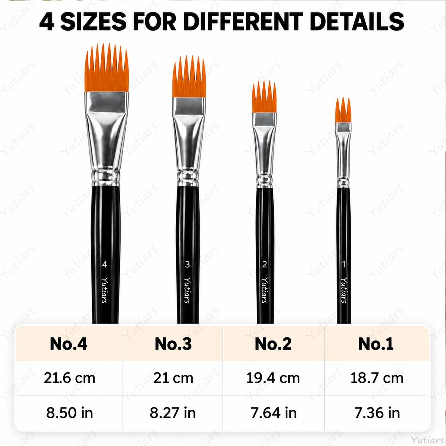4PCS Rake Paint Brush Set Comb Texture Brushes with Nail Shaped Round Tips for Acrylic Watercolor Grass Fur Feather Painting