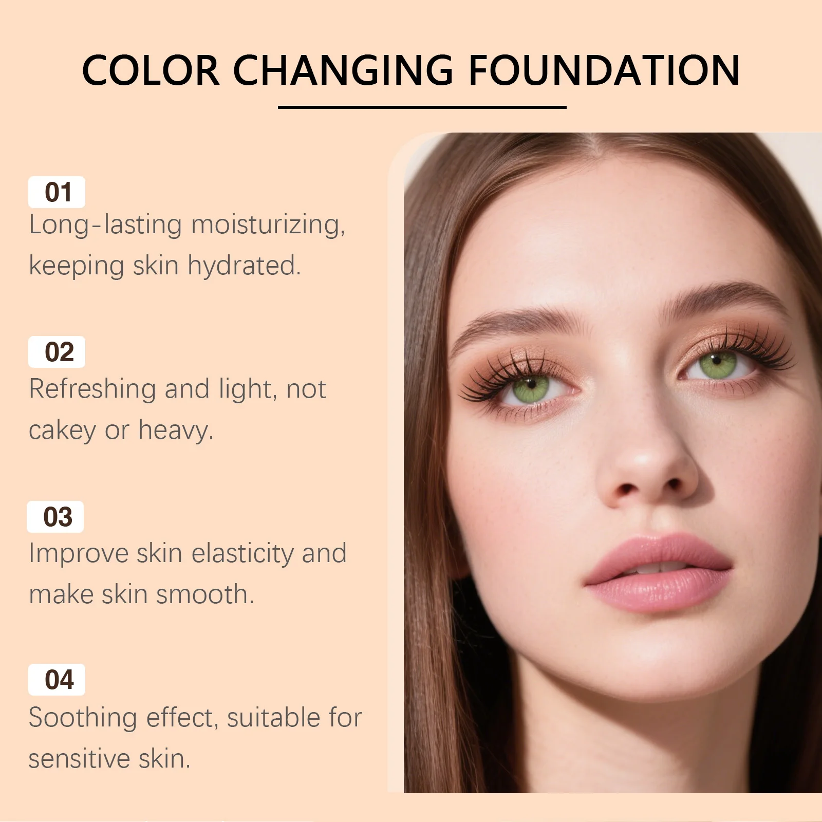 Różowy krem podkład zmieniający kolor, korektor, makijaż, nawilżający, lekki, kryjący niedoskonałości skóry, naturalny wygląd zephoco