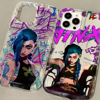 Arcanes graffiti logotipo jinxs caso de telefone para iphone 16 15 14 13 12 11 pro max 7 8 plus xr xsmax airbag anti queda capa traseira clara