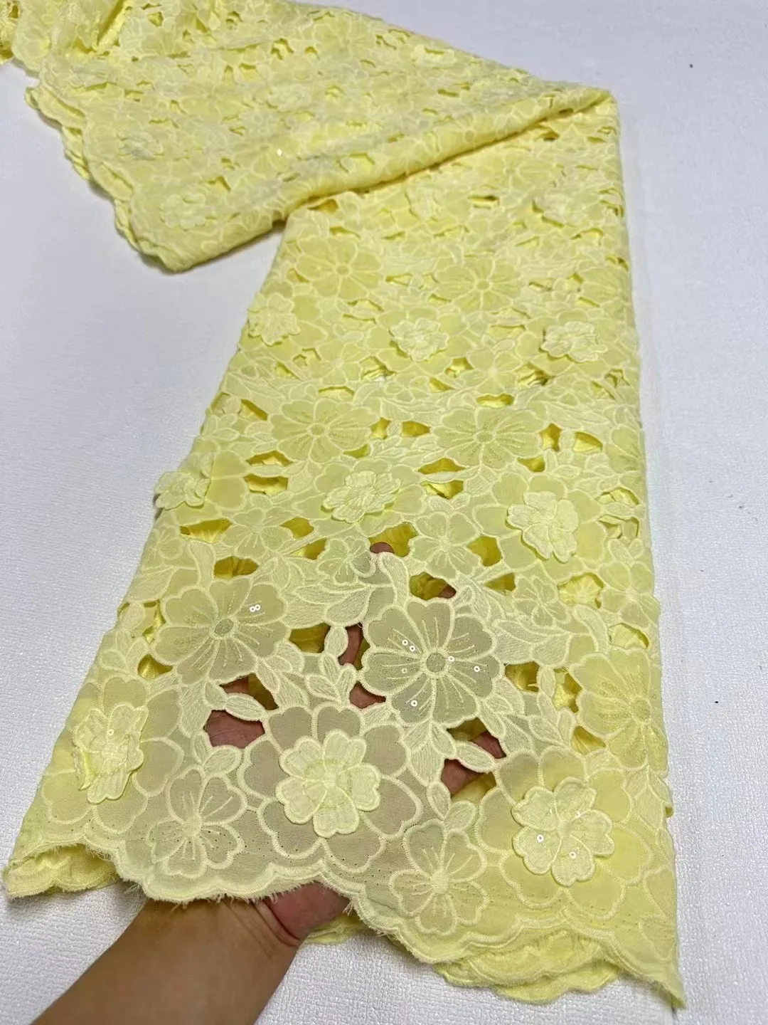 African Lace Fabric Orange 2024 High Quality Water Soluble Nigerian Embroidery French Guipure Cord Lace For Wedding Sewing